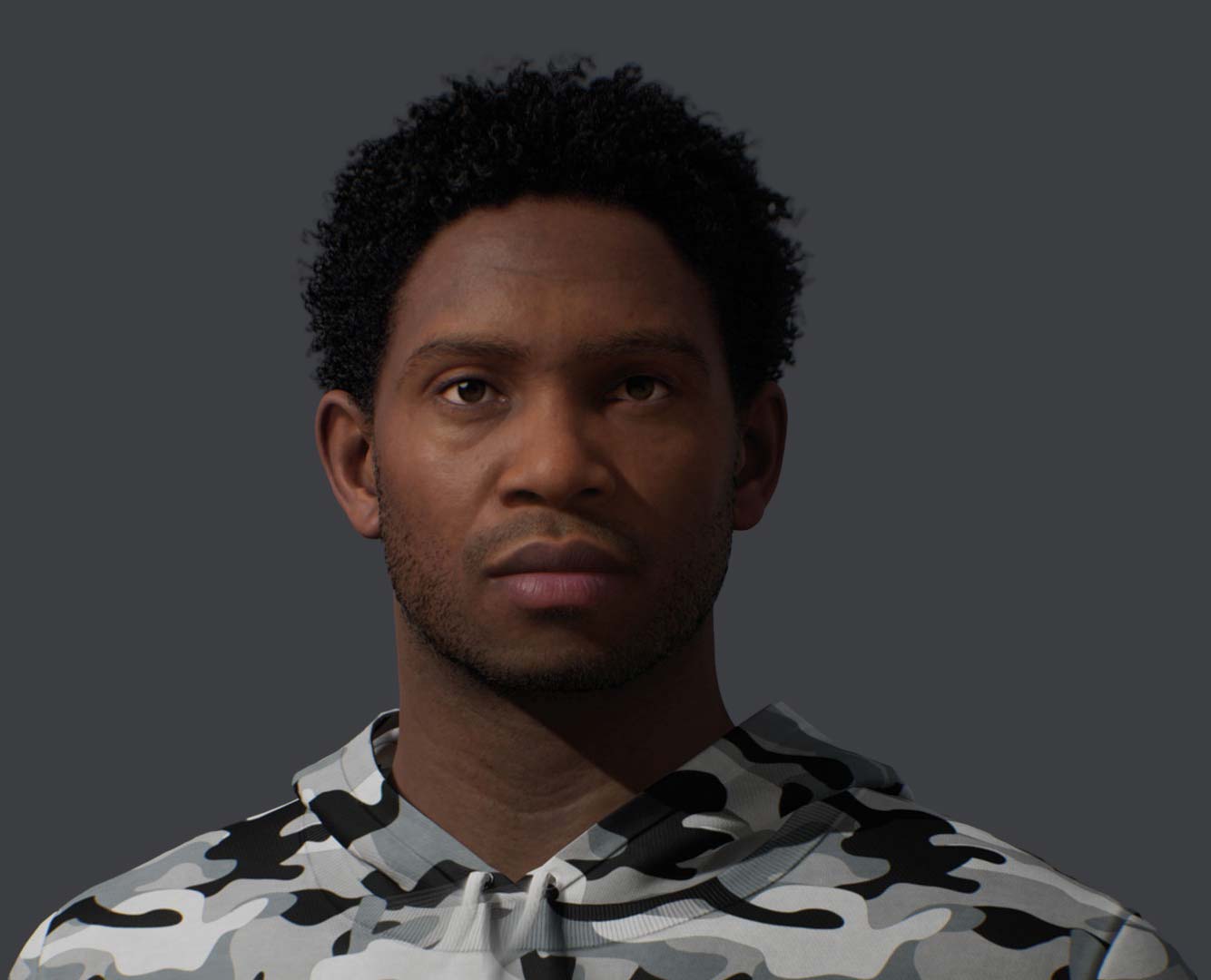 a man with a serious face